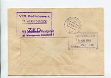 DDR Dienst ZKD Brief Wernigerode 16.8.68 VEB Getriebewerk 