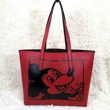 Coach Tasche Keith Haring x Disney Molly Rot Leder A4 Größe Neu