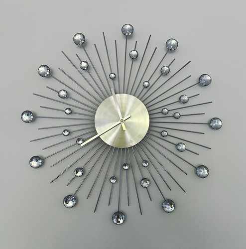 Runde wanduhr metall silber - wanduhr,