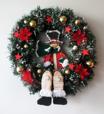 Handgefertigt WINTER Türkranz Tannenkranz Schneemann  Weihnachten Tilda Art