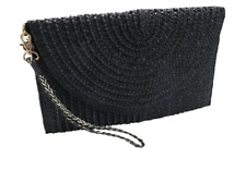 COMMA Tasche Damen Einheitsgröße Clutch Aus Stroh Mit Druckknopf Schwarz