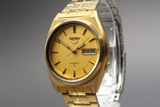 Vintage 1980 [Exc+5] Seiko 5 7009-876A Gold 37mm Day Date Herren Automatik Uhr