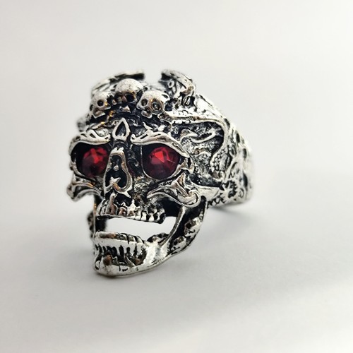 Retro schädel ring silber - schädel,