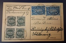 Karte gelaufen gestempelt 1923 Meierei Schleswig Kalleby Nübelfeld Inflation 