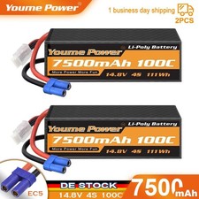 2 Stück 4S 14,8V 7500mAh EC5 LiPo Hardcase Akku für RC Auto Truck Buggy Boot
