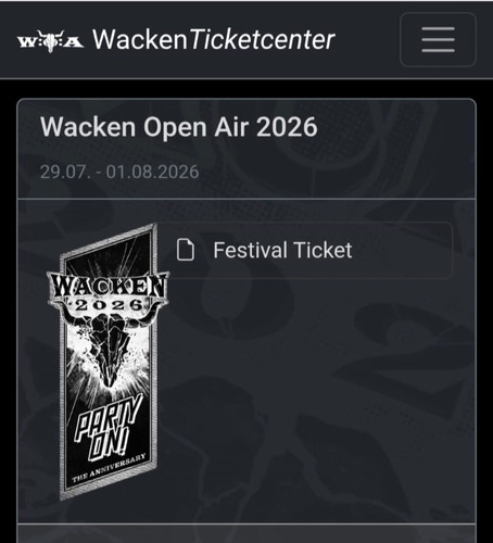 Wacken open air ticket - open, 2026