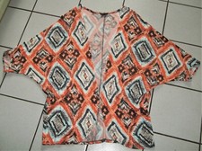 ÜBERWURF Cardigan Jacke Gr. M L Gr. 38 40 42 Orange Weiß Bunt ETHNO Lagenlook