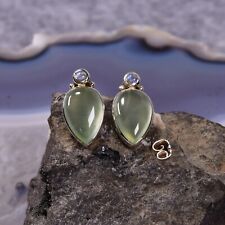 Prehnit Ohrring, 925er Silber, Edelstein Ohrringe (3869), mit Mondstein