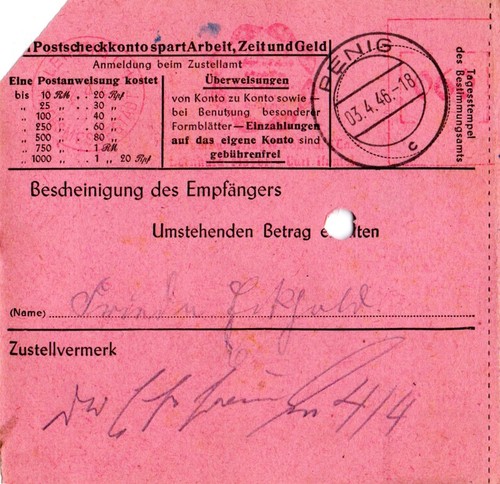 Postanweisung sbz 1946 - sbz,