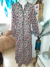 Mango Damenkleid Gr.34 36 XS S Maxikleid Strandkleid Blusenkleid Transparent Neu