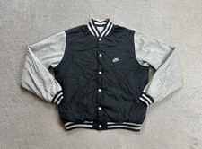 NIKE Herren Jacke Bomberjacke Gr L Windbreaker College Logo 15817 Grau Schwarz