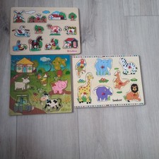 KINDER HOLZ STECKPUZZLE Holzpuzzle Kleinkinder Set Eichhorn, Hess & beeboö