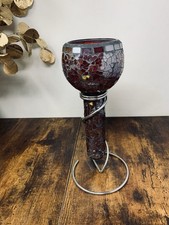 Rote Mosaik Crackle Glas Vase & Kerzenhalter Kelch Crackled