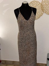 H&M Kleid S 36 Neu mit Etikett Leopard Print Midi Slipdress Beige 