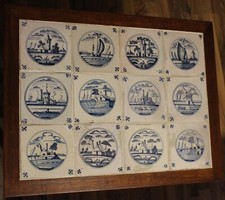 Fliesentisch  12  Fliesen Kachel  Antik  Eiche gebeizt