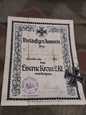 EK2 Eiserne Kreuz 2. Klasse mit Urkunde 2. Landsturm Regiment Nr. 20
