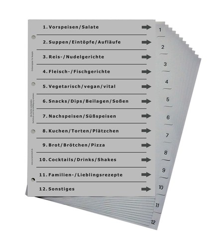 Ordnerregister für rezepte - für,