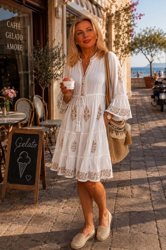 Kleid baumwolle weiß - weiß, handmade