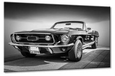 Leinwand Bild Ford Mustang Cabrio Schwarzweiß Coupé GT Oldtimer Schwarz Auto USA