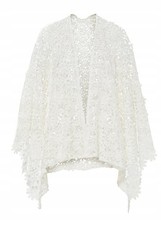 Sommerponcho Wollweiß Damen