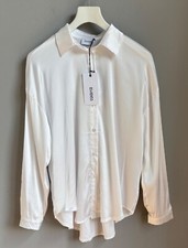 Hemdbluse Bluse Weiß Satin