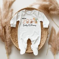 Personalisierter Safari Baby Schlafanzug, Wald Baby wachsen, Body, neu Baby Geschenk
