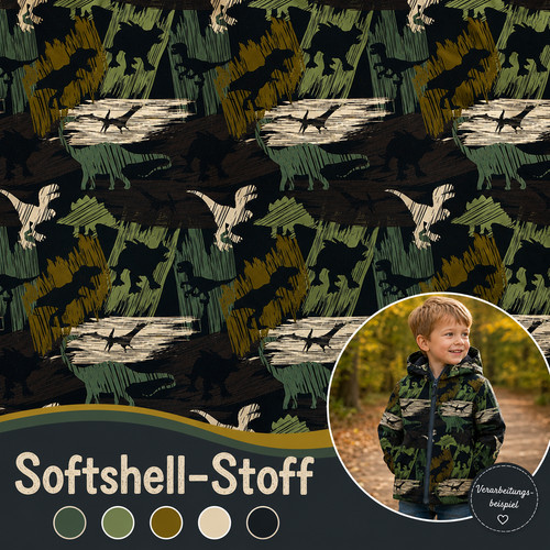 Softshell stoff kinder dinos - softshell,