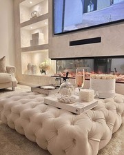 Quadratischer Chesterfield Fußhocker Couchtisch Samt Polsterfuß Hocker Pouffe