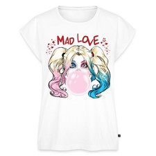 Harley Quinn Mad Love Bubblegum Frauen Premium Bio Top, L, Weiß