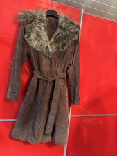 Wildleder Mantel mit Web Pelz