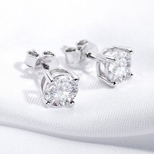 Diamant Ohrringe Stecker 1ct Moissanite 925 Silber Platin Finish, GRA Zertifikat