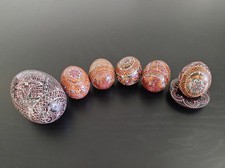 Ostereier Holz Handbemalt Lackmalerei Muster Vintage