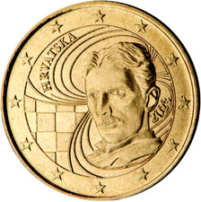 20 Cent Münze, Kroatien, Kursmünze, 2023, Nikola Tesla, Punkt neben Jahreszahl