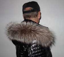 Silberfuchs Pelz Kapuze Kragen Echt Fellkragen Fuchs Pelzkragen 60cm Jacke Parka