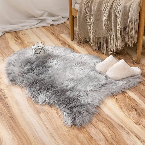 Faux lammfell teppich grau - faux,