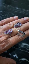 Silber Set925, Ohrringen, Ring gr.18 mit Morganit,Rhodolit.