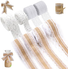 Jute Band mit Spitze 8 Rollen