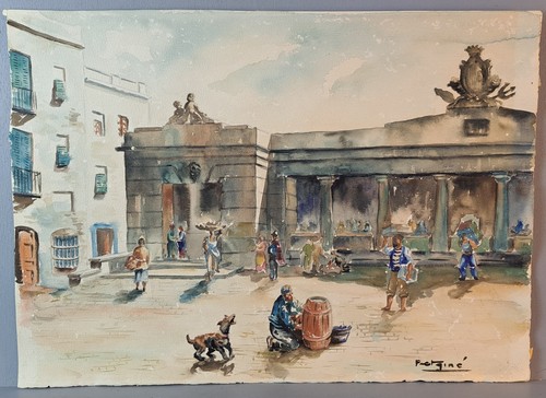 Original aquarell mercat - "mercat, del