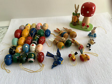 36 x Osterdeko  Ei  Eier Hase  Figur  Holz Vintage  Osterstrauch Hängedeko