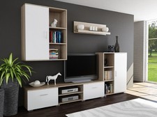 TV-Kommode Ikar in Sonoma Eiche/Weiß – Modernes Wohnwand-Set