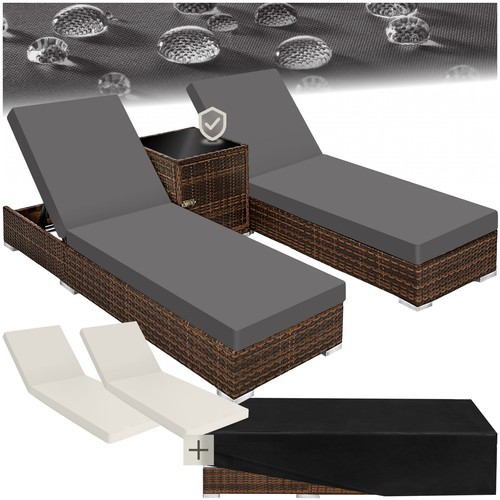 Polyrattan sonnenliege - 2x, +