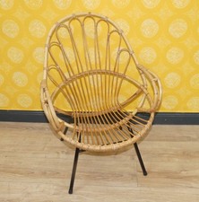 60er Bambus Rattan Sessel Vintage Bamboo Egg Bedroom Chair Franco Albini style
