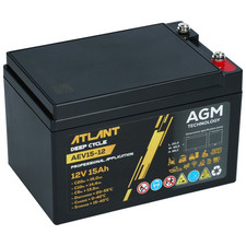 12V 15Ah Versorgungsbatterie ATLANT Deep Cycle AEV15-12 Echolot Fischfinder