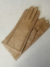 Damen Nappaleder-Handschuhe Gr. 6 1/4 sand mit Wollstrickinnenfutter