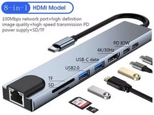 USB-C 8-in-1-Hub Adapter Typ C