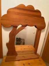 Retro Vintage 80er Jahre Spiegel mit Baum-Umrandung  Kiefer Echtholz
