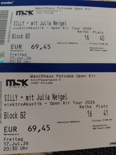 Konzertkarten silly mit - silly, jule