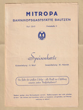 MITROPA DDR Speisekarte