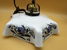 Hängelampe Glas handbemalt 6-eckig Jugendstil Art Déco mit Fassung 1930er