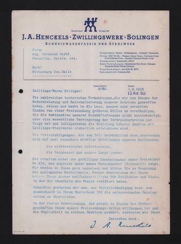 Solingen brief 1938 - solingen,, j.